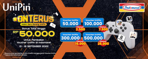 #ONTERUS Beli Voucher UniPin di Indomaret, Dapatkan Bonus hingga 50rb UniPin Credits!